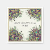 Serviette En Papier Elégant Peacock Feathers Mariage personnalisé (Devant)