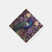 Serviette En Papier Elégant Peacock Sur Purple William Morris Inspiré (Coin)