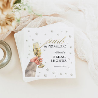 Serviette En Papier Elegant Pearls et Prosecco Fête des mariées Brunch