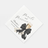 Serviette En Papier Elegant Pearls & Prosecco Black Bow Bridal Shower (Coin)