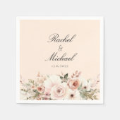 Serviette En Papier Elégant, pêche beige, pastel, bouquet de fleurs (Devant)