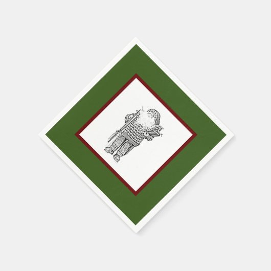 Serviette En Papier Elégant Père Noël en Sweater Festif, Croquis de Va (Coin)