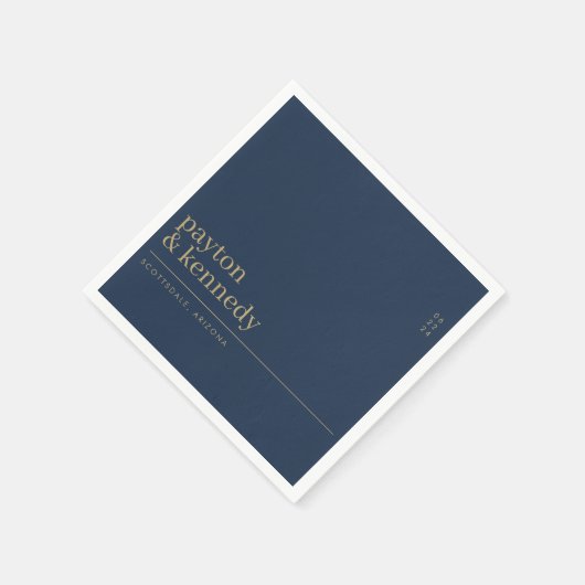 Serviette En Papier Elégant Personnalisé Avec Nom Mariage Réception (Coin)