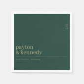 Serviette En Papier Elégant Personnalisé Avec Nom Mariage Réception (Devant)