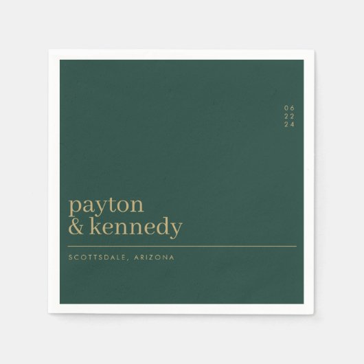 Serviette En Papier Elégant Personnalisé Avec Nom Mariage Réception (Devant)