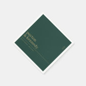 Serviette En Papier Elégant Personnalisé Avec Nom Mariage Réception (Coin)