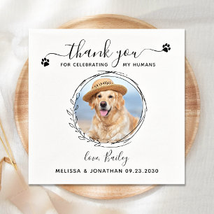 Serviette En Papier Élégant Personnalisé Merci photo de chien Mariage 