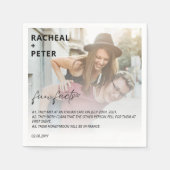 Serviette En Papier Elégant Photo Simple Couple Fun Fact pour Mariage (Devant)