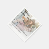 Serviette En Papier Elégant Photo Simple Couple Fun Fact pour Mariage (Coin)