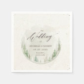 Serviette En Papier Élégant Pine Arbres Rustiques Mariage photo (Devant)