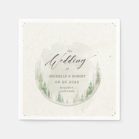 Serviette En Papier Élégant Pine Arbres Rustiques Mariage photo (Devant)