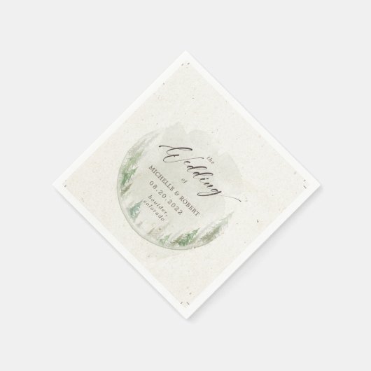 Serviette En Papier Élégant Pine Arbres Rustiques Mariage photo (Coin)