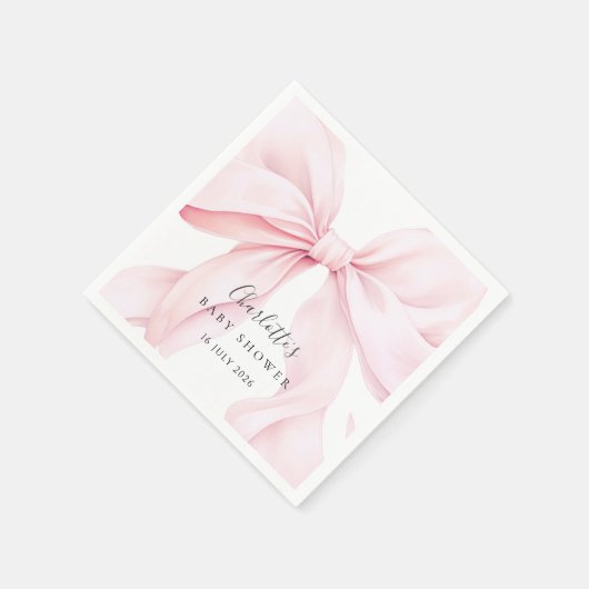 Serviette En Papier Elegant Pink Bow Baby Bridal Shower (Coin)