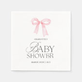 Serviette En Papier Elegant Pink Bow Baby Shower  (Devant)