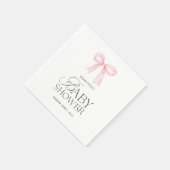 Serviette En Papier Elegant Pink Bow Baby Shower  (Coin)