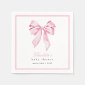 Serviette En Papier Elegant Pink Bow Baby Shower  (Devant)