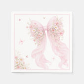 Serviette En Papier Elegant Pink Bow Butterfly Baby Shower (Devant)
