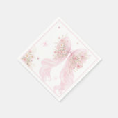 Serviette En Papier Elegant Pink Bow Butterfly Baby Shower (Coin)
