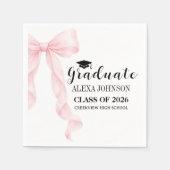 Serviette En Papier Elegant Pink Bow Graduation Cap Graduate (Devant)