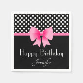 Serviette En Papier Elégant Pink Bow heureux anniversaire (Devant)