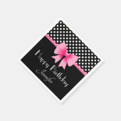 Serviette En Papier Elégant Pink Bow heureux anniversaire (Coin)