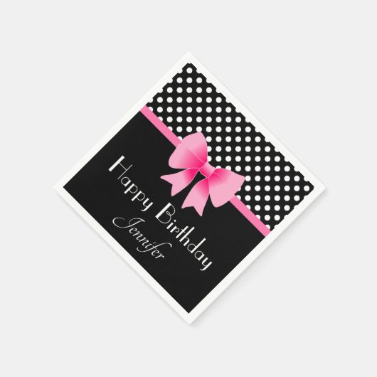 Serviette En Papier Elégant Pink Bow heureux anniversaire (Coin)