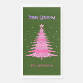 Serviette En Papier Élégant Pink Christmas Tree Nom personnalisé Vert (Devant)