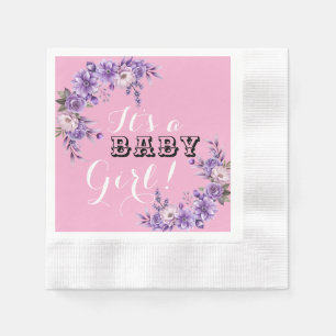 Serviette En Papier Élégant Pink Floral Baby Girl Douche papier