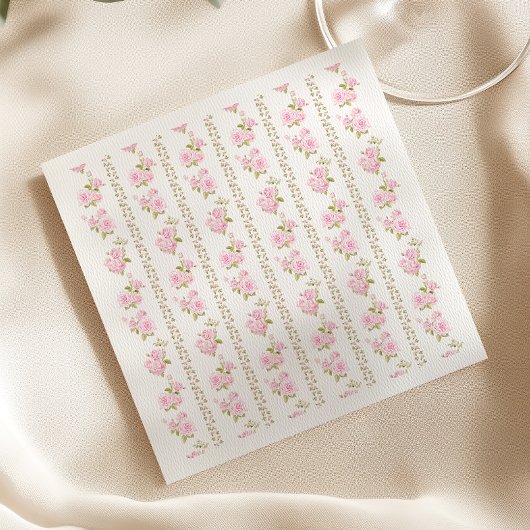 Serviette En Papier Elegant Pink Floral White