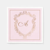 Serviette En Papier Élégant Pink Gold Monogramme initial (Devant)