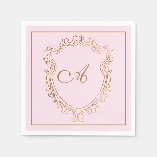 Serviette En Papier Élégant Pink Gold Monogramme initial (Devant)