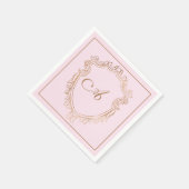 Serviette En Papier Élégant Pink Gold Monogramme initial (Coin)