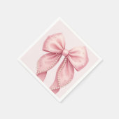 Serviette En Papier Elegant Pink Pearl Bow Baby Shower (Coin)
