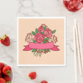 Serviette En Papier Elegant Pink Rose Floral Bouquet (En situation)