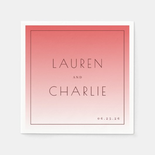 Serviette En Papier Elegant Pink Typographic Gradient (Devant)