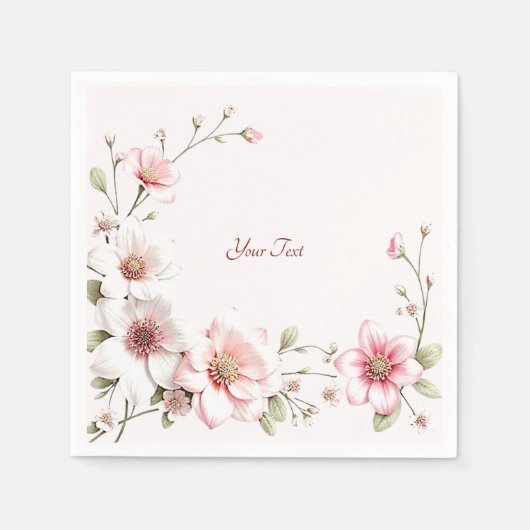 Serviette En Papier Elegant Pink White Floral Napkins (Devant)