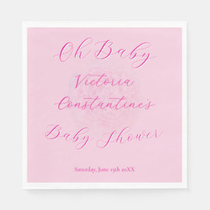 Serviette En Papier Élégant Pinks Oh Baby Script Paeon Baby Shower