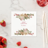 Serviette En Papier Élégant Pins à fleurs aquarelle (En situation)