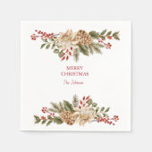 Serviette En Papier Élégant Pins à fleurs aquarelle (Devant)