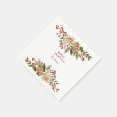 Serviette En Papier Élégant Pins à fleurs aquarelle (Coin)