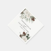 Serviette En Papier Élégant Pins Mariage d'hiver (Coin)