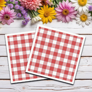 Serviette En Papier Élégant Pique-nique Campagne À damiers Rouge Blanc