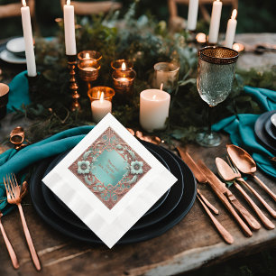 Serviette En Papier Élégant pique-nique en cuivre et Turquois