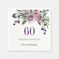 Élégant Plum violet Rose Floral 60e anniversaire
