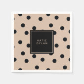 Serviette En Papier Elégant point noir sur beige (Devant)