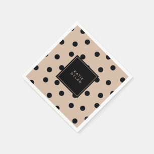 Serviette En Papier Elégant point noir sur beige