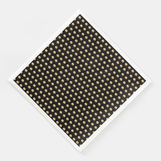 Serviette En Papier Élégant Pois noir et or Motif chic (Coin)