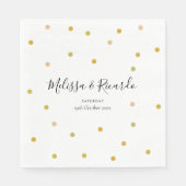 Serviette En Papier Élégant Pois or Mariage (Devant)