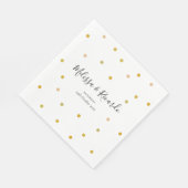 Serviette En Papier Élégant Pois or Mariage (Coin)