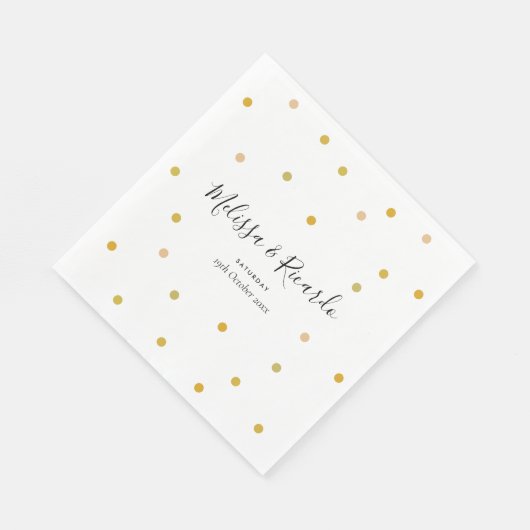 Serviette En Papier Élégant Pois or Mariage (Coin)